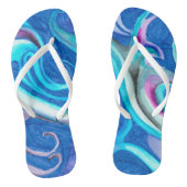 Abstracte blauwe tinten Volwassen Teenslippers, Sl Teenslippers (Voetbed)