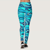 Abstracte blauwe turquoise oceaangolven | leggings (Achterkant)