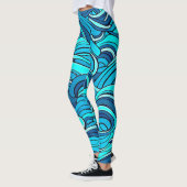 Abstracte blauwe turquoise oceaangolven | leggings (Links)