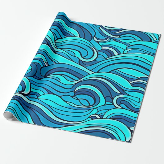 Abstracte Blauwe Turquoise Ocean Water Waves | Cadeaupapier (Uitgerold)
