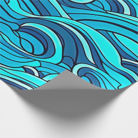 Abstracte Blauwe Turquoise Ocean Water Waves | Cadeaupapier (Hoek)