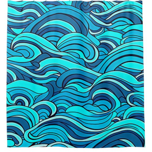 Abstracte Blauwe Turquoise Ocean Water Waves | Douchegordijn (Voorkant)