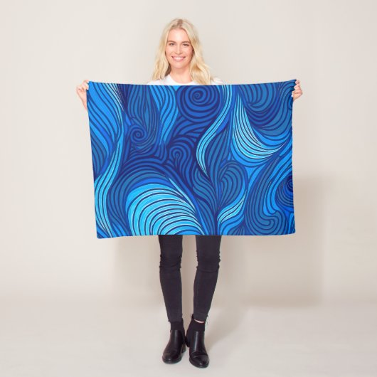 Abstracte Blauwe Turquoise Ocean Water Waves | Fleece Deken (In situ)