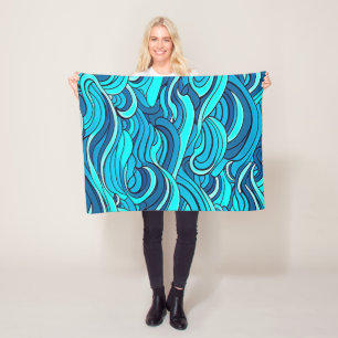 Abstracte Blauwe Turquoise Ocean Water Waves   Fleece Deken