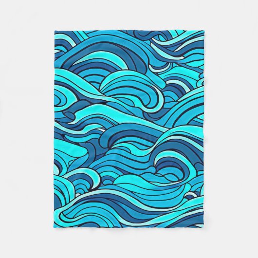 Abstracte Blauwe Turquoise Ocean Water Waves | Fleece Deken (Voorkant)