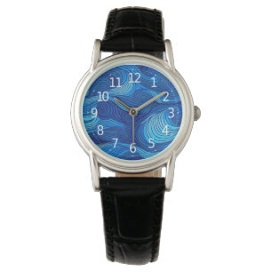 Abstracte Blauwe Turquoise Ocean Water Waves   Horloge