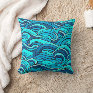 Abstracte Blauwe Turquoise Ocean Water Waves Kussen