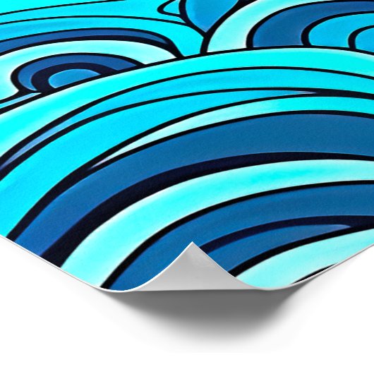 Abstracte Blauwe Turquoise Ocean Water Waves | Poster (Hoek)