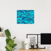 Abstracte Blauwe Turquoise Ocean Water Waves | Poster (Thuiskantoor)