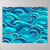 Abstracte Blauwe Turquoise Ocean Water Waves | Poster (Voorkant)