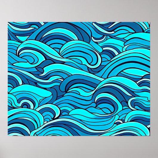Abstracte Blauwe Turquoise Ocean Water Waves | Poster (Voorkant)