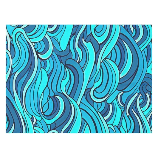 Abstracte Blauwe Turquoise Ocean Water Waves | Tafelkleed (Voorkant (Horizontaal))