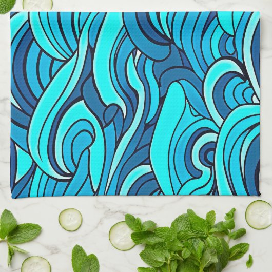 Abstracte Blauwe Turquoise Ocean Water Waves | Theedoek (Gevouwen)