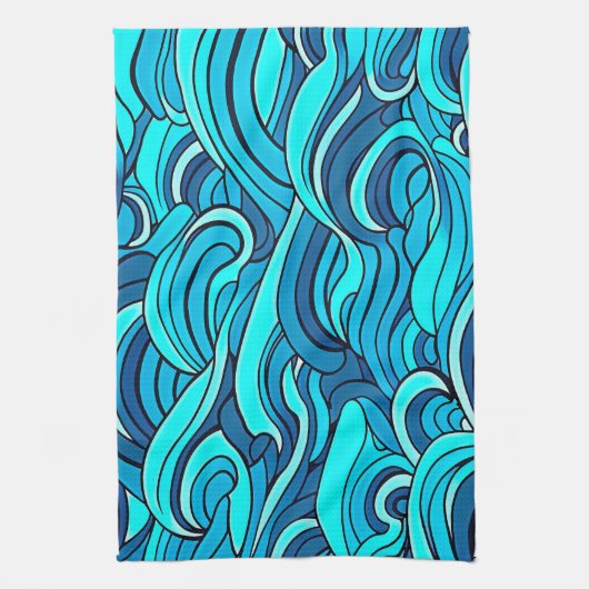 Abstracte Blauwe Turquoise Ocean Water Waves | Theedoek (Verticaal)