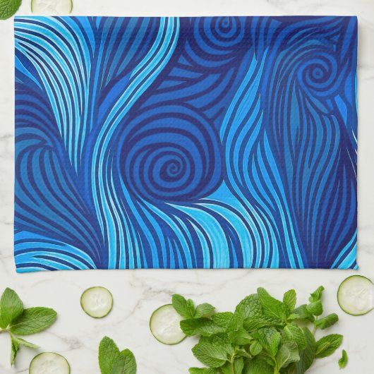 Abstracte Blauwe Turquoise Ocean Water Waves | Theedoek (Gevouwen)