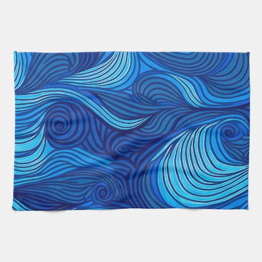 Abstracte Blauwe Turquoise Ocean Water Waves | Theedoek (Horizontaal)