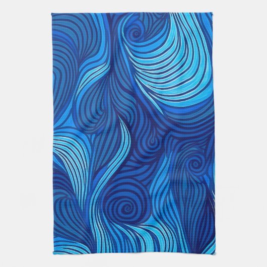 Abstracte Blauwe Turquoise Ocean Water Waves | Theedoek (Verticaal)