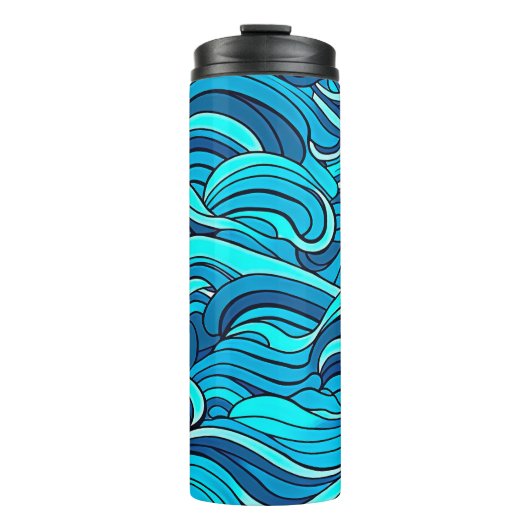 Abstracte Blauwe Turquoise Ocean Water Waves | Thermosbeker (Voorkant)