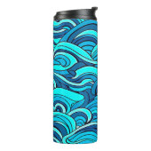 Abstracte Blauwe Turquoise Ocean Water Waves | Thermosbeker (Gedraaid links)