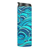 Abstracte Blauwe Turquoise Ocean Water Waves | Thermosbeker (Geroteerd rechts)