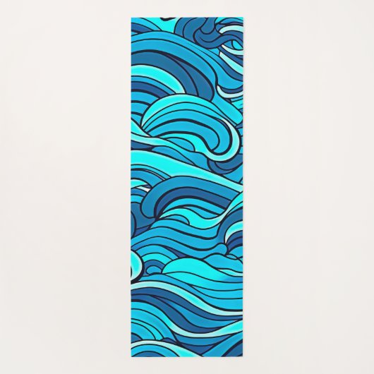 Abstracte Blauwe Turquoise Ocean Water Waves | Yogamat (Achterkant)