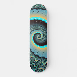Abstracte Blauwe Turquoise Oranje Fractal Art Persoonlijk Skateboard