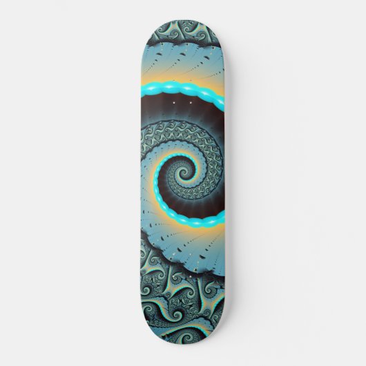 Abstracte Blauwe Turquoise Oranje Fractal Art Persoonlijk Skateboard (Voorkant)