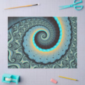 Abstracte Blauwe Turquoise Oranje Fractal Art Tissuepapier (Craft)