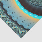 Abstracte Blauwe Turquoise Oranje Fractal Art Tissuepapier (Detail)