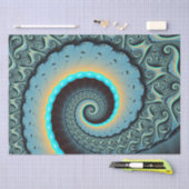 Abstracte Blauwe Turquoise Oranje Fractal Art Tissuepapier (Craft)