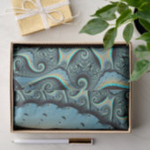 Abstracte Blauwe Turquoise Oranje Fractal Art Tissuepapier (Geschenk)