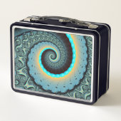 Abstracte blauwe turquoise oranje fractale kunst s (Achterkant)