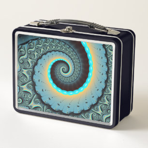 Abstracte blauwe turquoise oranje fractale kunst s