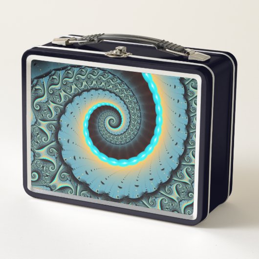 Abstracte blauwe turquoise oranje fractale kunst s (Voorkant)