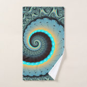 Abstracte blauwe turquoise oranje fractale kunst s bad handdoek (Handdoek)