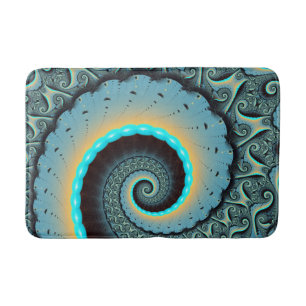 Abstracte blauwe turquoise oranje fractale kunst s badmat