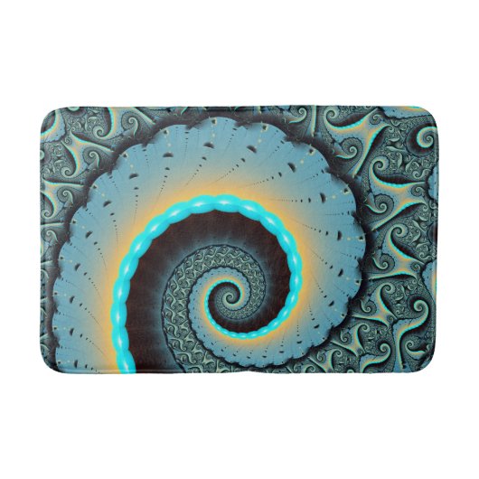 Abstracte blauwe turquoise oranje fractale kunst s badmat (Voorkant)