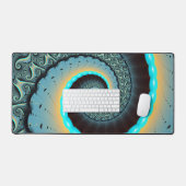 Abstracte blauwe turquoise oranje fractale kunst s bureaumat (Keyboard & Muis)