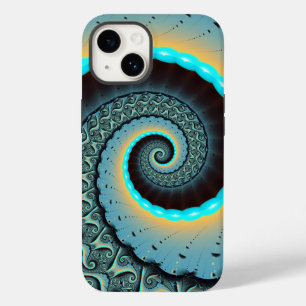 Abstracte blauwe turquoise oranje fractale kunst s Case-Mate iPhone 14 hoesje