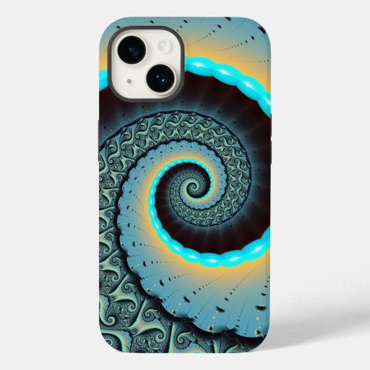 Abstracte blauwe turquoise oranje fractale kunst s Case-Mate iPhone case (Achterkant)