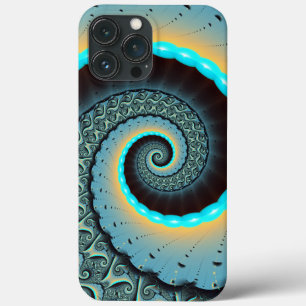 Abstracte blauwe turquoise oranje fractale kunst s Case-Mate iPhone case