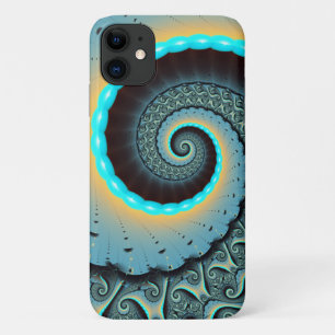 Abstracte blauwe turquoise oranje fractale kunst s Case-Mate iPhone case