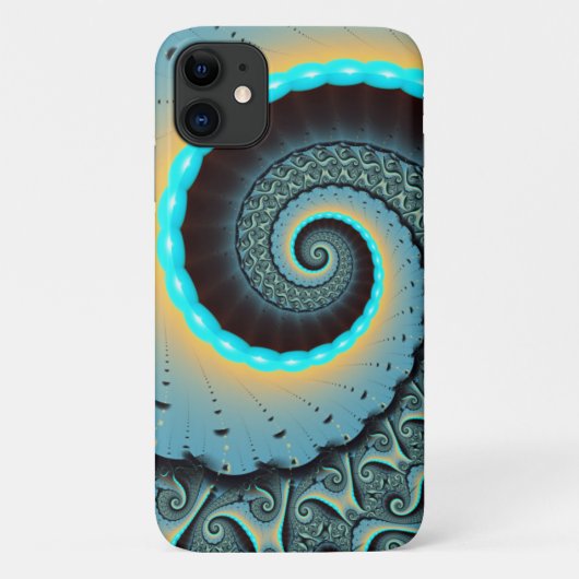 Abstracte blauwe turquoise oranje fractale kunst s Case-Mate iPhone case (Achterkant)