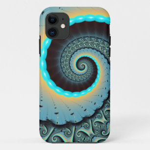 Abstracte blauwe turquoise oranje fractale kunst s Case-Mate iPhone case