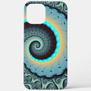 Abstracte blauwe turquoise oranje fractale kunst s Case-Mate iPhone case