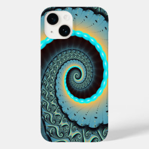 Abstracte blauwe turquoise oranje fractale kunst s Case-Mate iPhone 14 hoesje