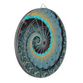 Abstracte blauwe turquoise oranje fractale kunst s dartbord (Voorkant Links)
