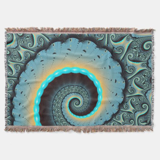 Abstracte blauwe turquoise oranje fractale kunst s deken (Voorkant)