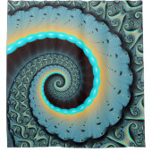 Abstracte blauwe turquoise oranje fractale kunst s douchegordijn (Voorkant)