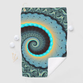 Abstracte blauwe turquoise oranje fractale kunst s golfhanddoek (Insitu)